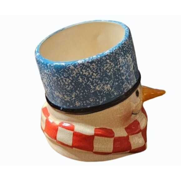 Hallmark Mitford Tipsy Snowman Mug Jan Karon  3D Christmas Coffee X 2 Vintage - Picture 5 of 10